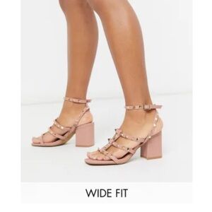 ASOS Haiti Studded Rockstud Style Block Heel, 8 Wide